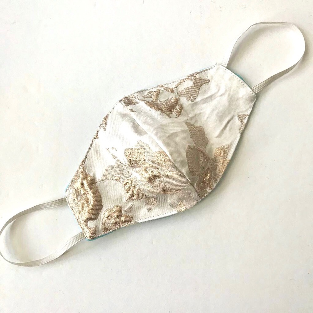 Cream/Gold Brocade Elegant Mask